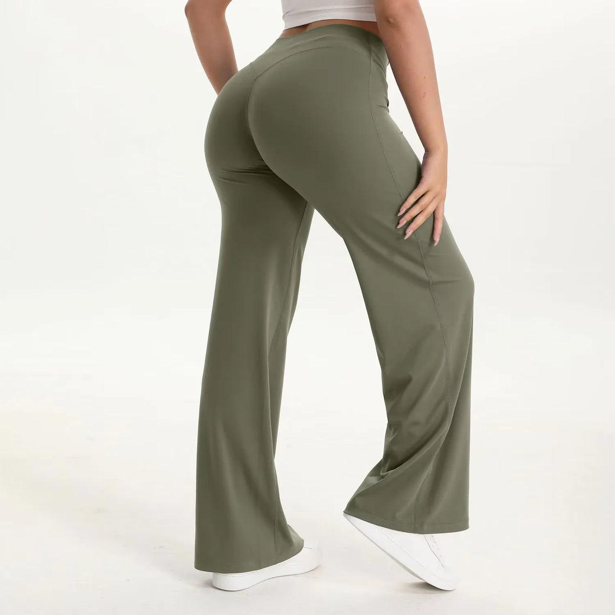 Damen Yoga-Hose mit hohem Bund und weitem Bein-Pants for Women-Alpenkind