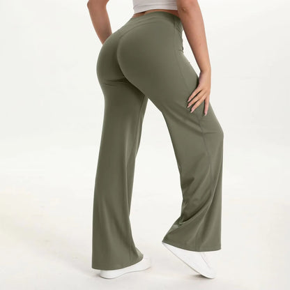 Damen Yoga-Hose mit hohem Bund und weitem Bein-Pants for Women-Alpenkind