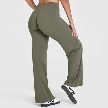 Damen Yoga-Hose mit hohem Bund und weitem Bein-Pants for Women-Alpenkind