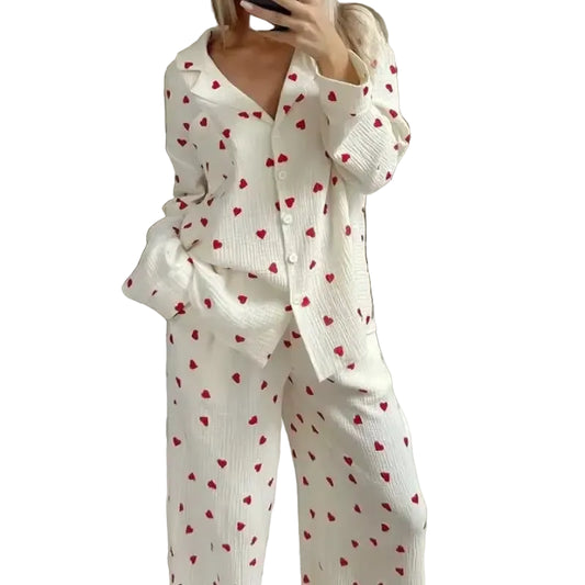 Damen Zweiteiler mit Knopfleiste und weiter Hose-Sets for women-Alpenkind