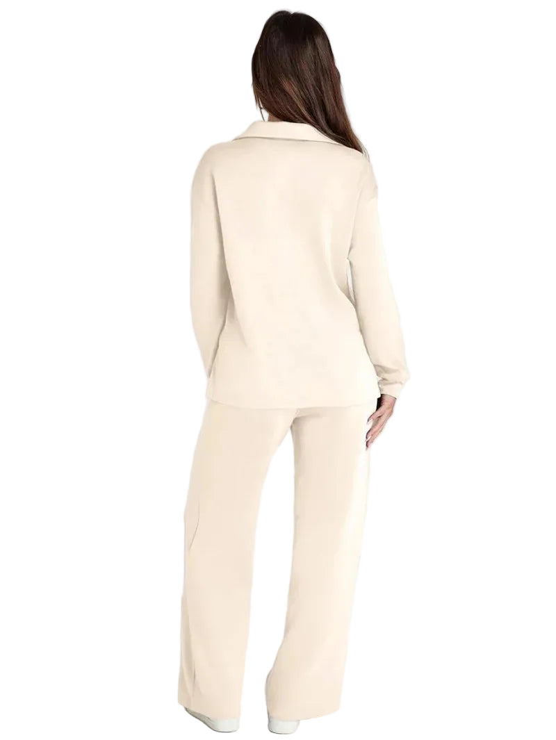 Damen-Zweiteiler mit langärmligem Oberteil und Hose mit geradem Bein-Sets for women-Alpenkind