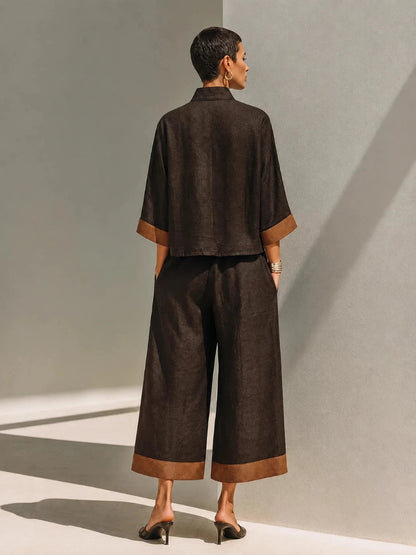 Damen-Zweiteiler mit Reißverschluss-Oberteil und Wide-Leg-Hose-Sets for women-Alpenkind