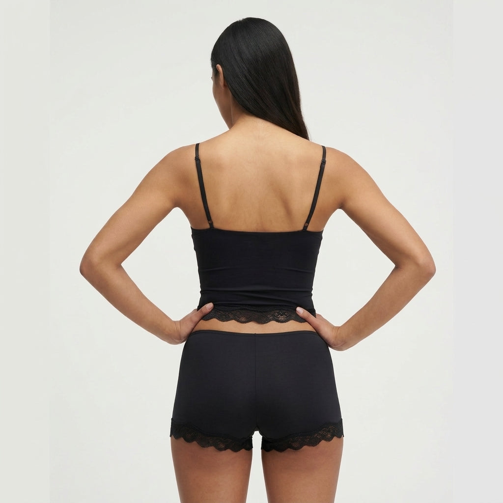 Damen Zweiteiler mit Spitzenbesatz und verstellbaren Trägern-Sets for women-Alpenkind