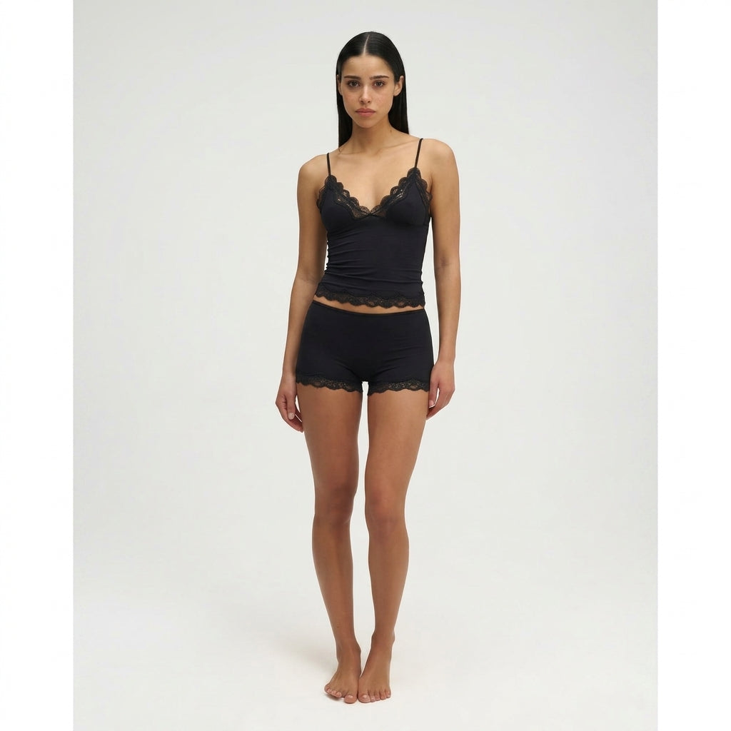 Damen Zweiteiler mit Spitzenbesatz und verstellbaren Trägern-Sets for women-Alpenkind