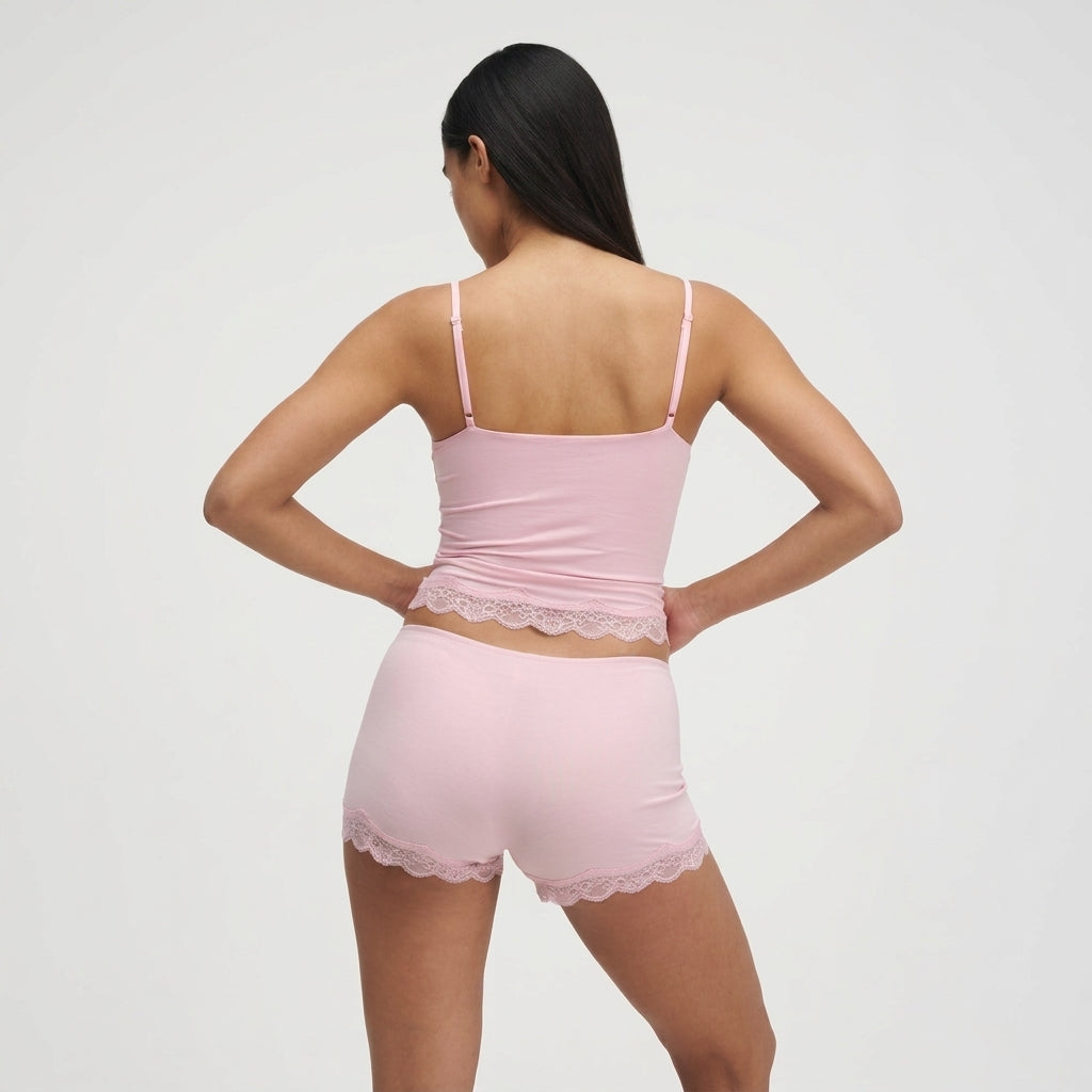 Damen Zweiteiler mit Spitzenbesatz und verstellbaren Trägern-Sets for women-Alpenkind