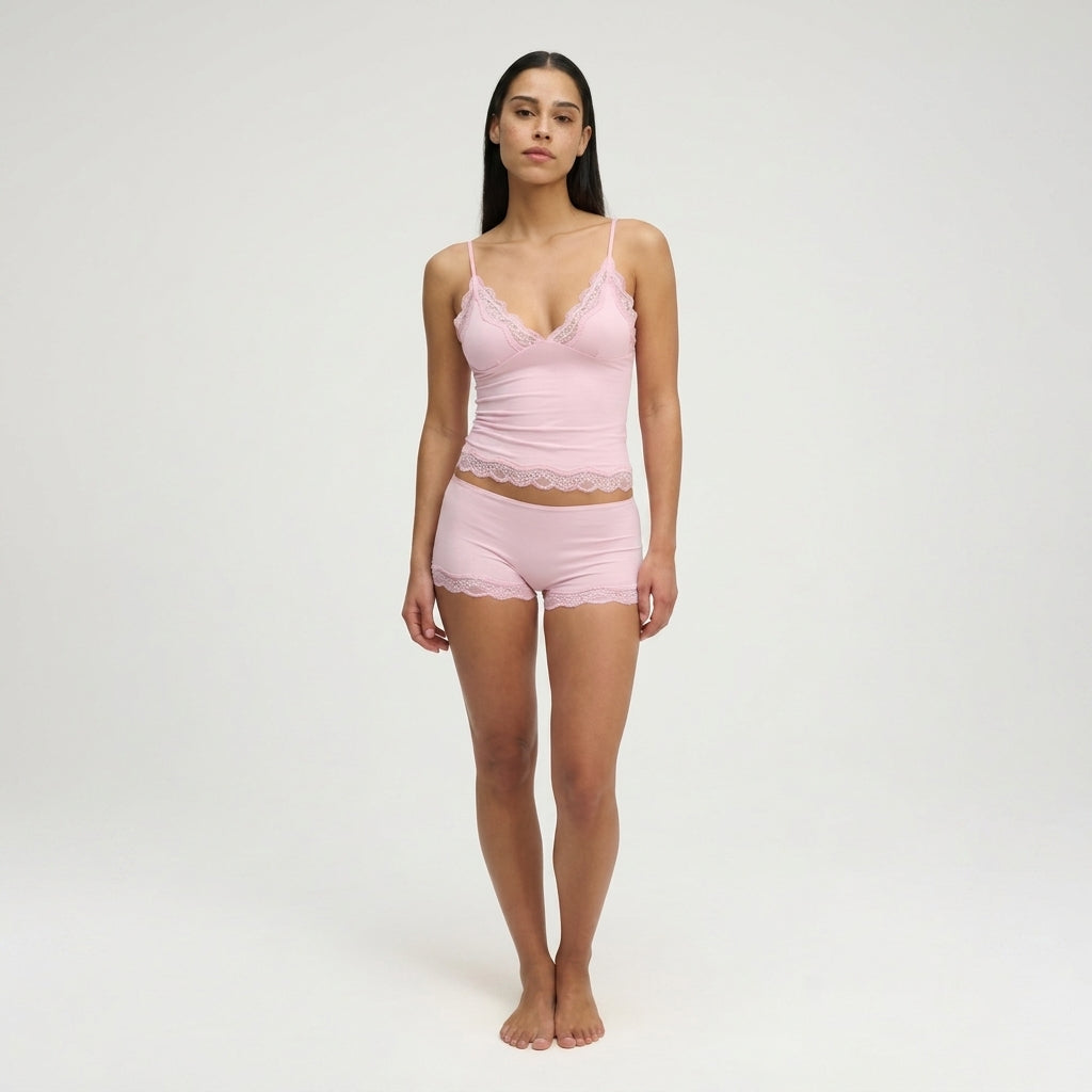 Damen Zweiteiler mit Spitzenbesatz und verstellbaren Trägern-Sets for women-Alpenkind