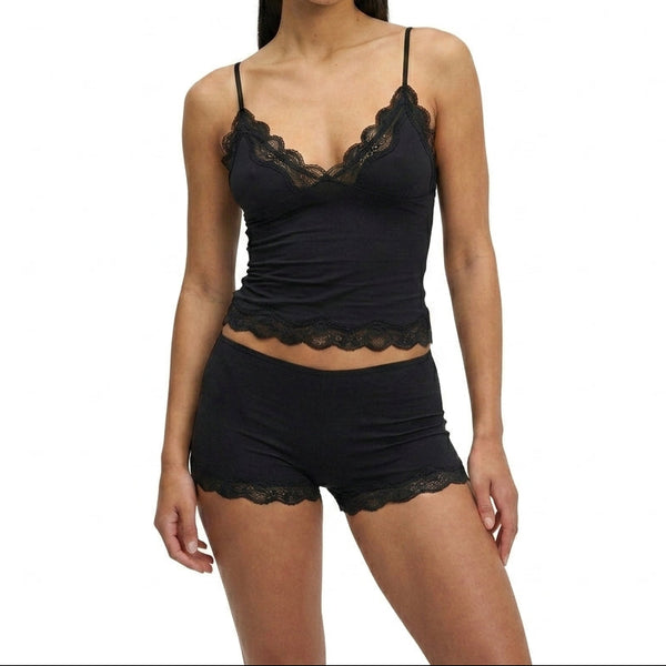 Damen Zweiteiler mit Spitzenbesatz und verstellbaren Trägern-Sets for women-Alpenkind
