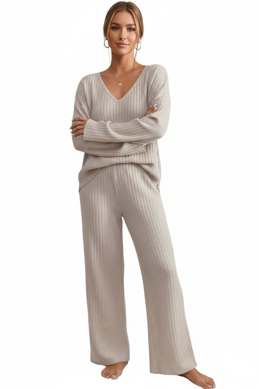 Damen Zweiteiler-Set aus gerippter Strickware-Sets for women-Alpenkind