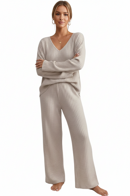 Damen Zweiteiler-Set aus gerippter Strickware-Sets for women-Alpenkind