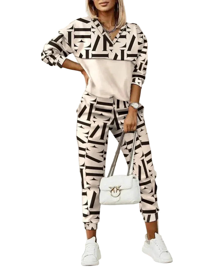 Damen Zweiteiliger Trainingsanzug mit Grafikmuster-Sets for women-Alpenkind