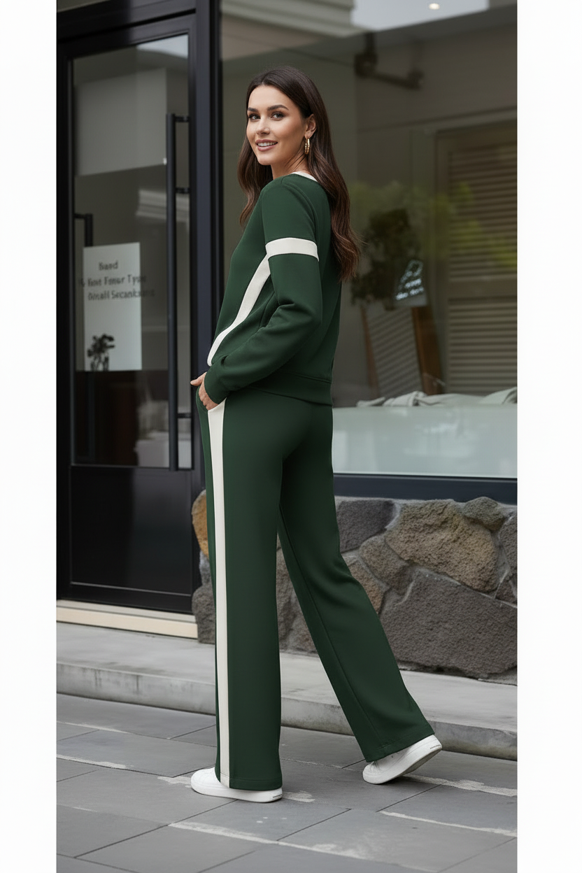 Damen Zweiteiliges Rippstrick Set mit Reißverschlussoberteil-Sets for women-Alpenkind