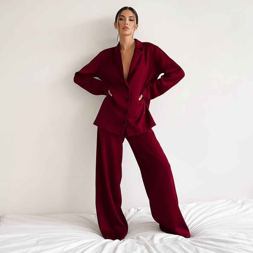 Damen Zweiteiliges Set mit Langarmhemd und weiter Hose-Sets for women-Alpenkind