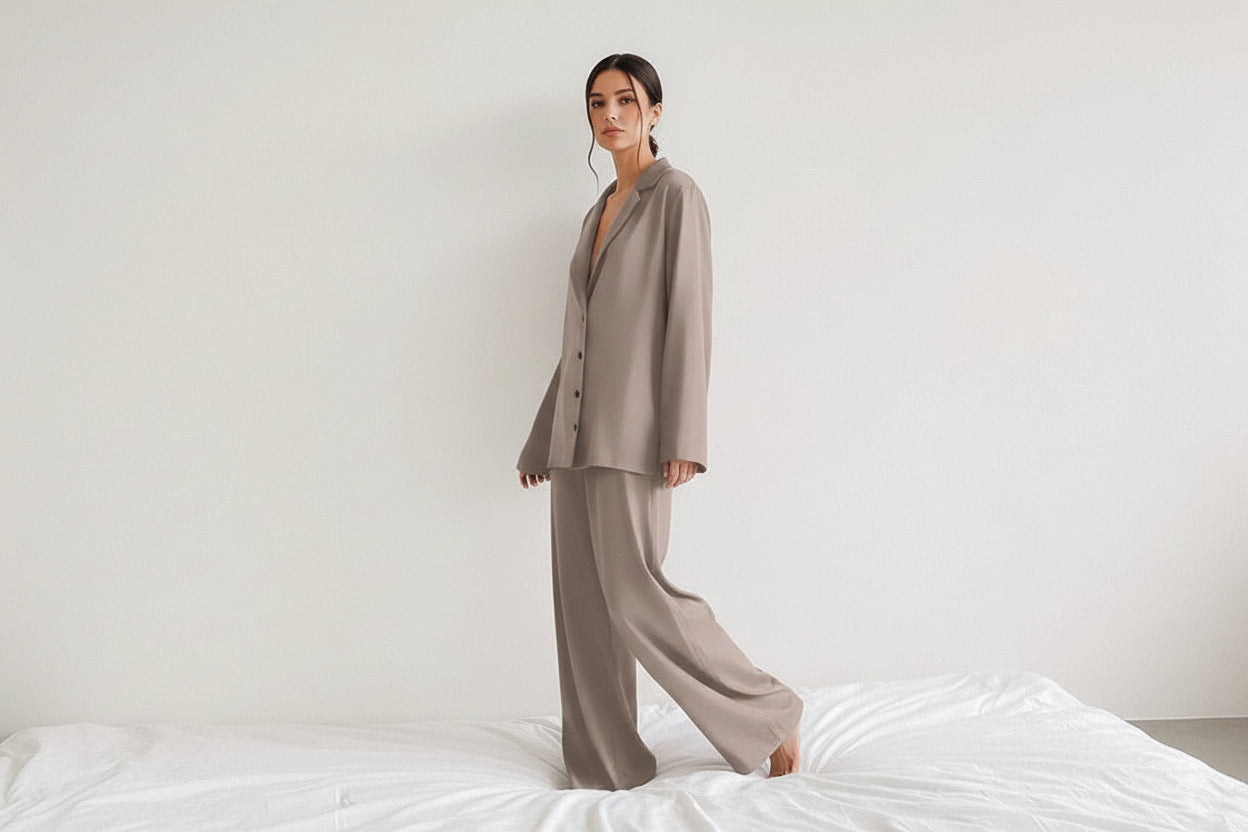 Damen Zweiteiliges Set mit Langarmhemd und weiter Hose-Sets for women-Alpenkind