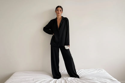 Damen Zweiteiliges Set mit Langarmhemd und weiter Hose-Sets for women-Alpenkind