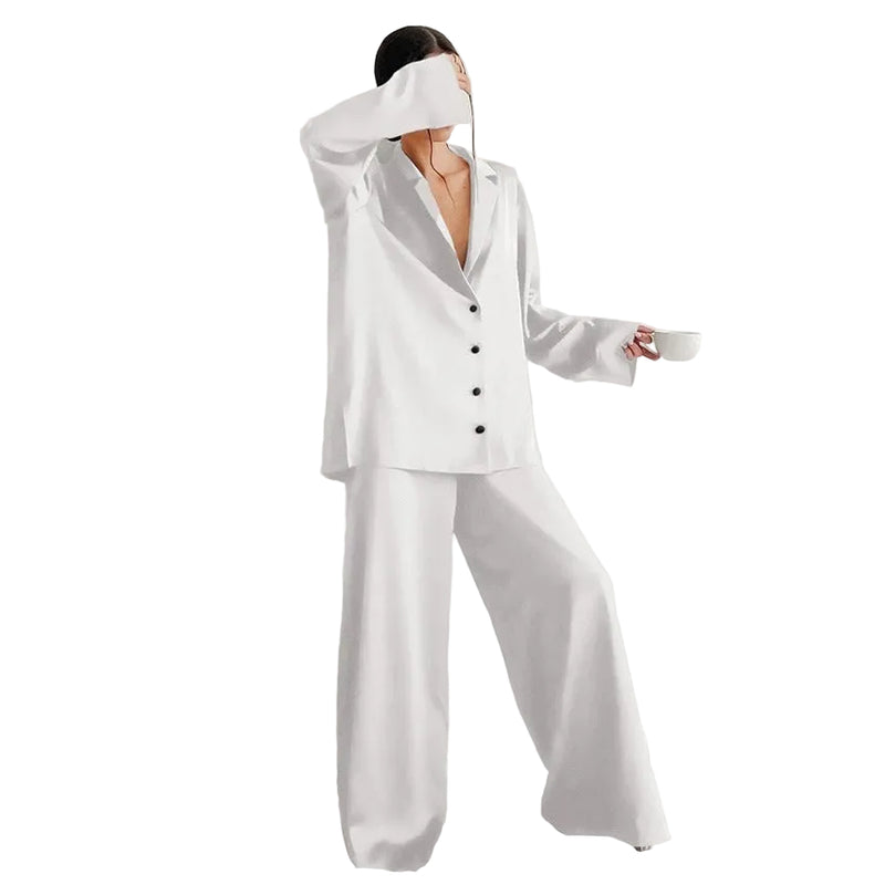 Damen Zweiteiliges Set mit Langarmhemd und weiter Hose