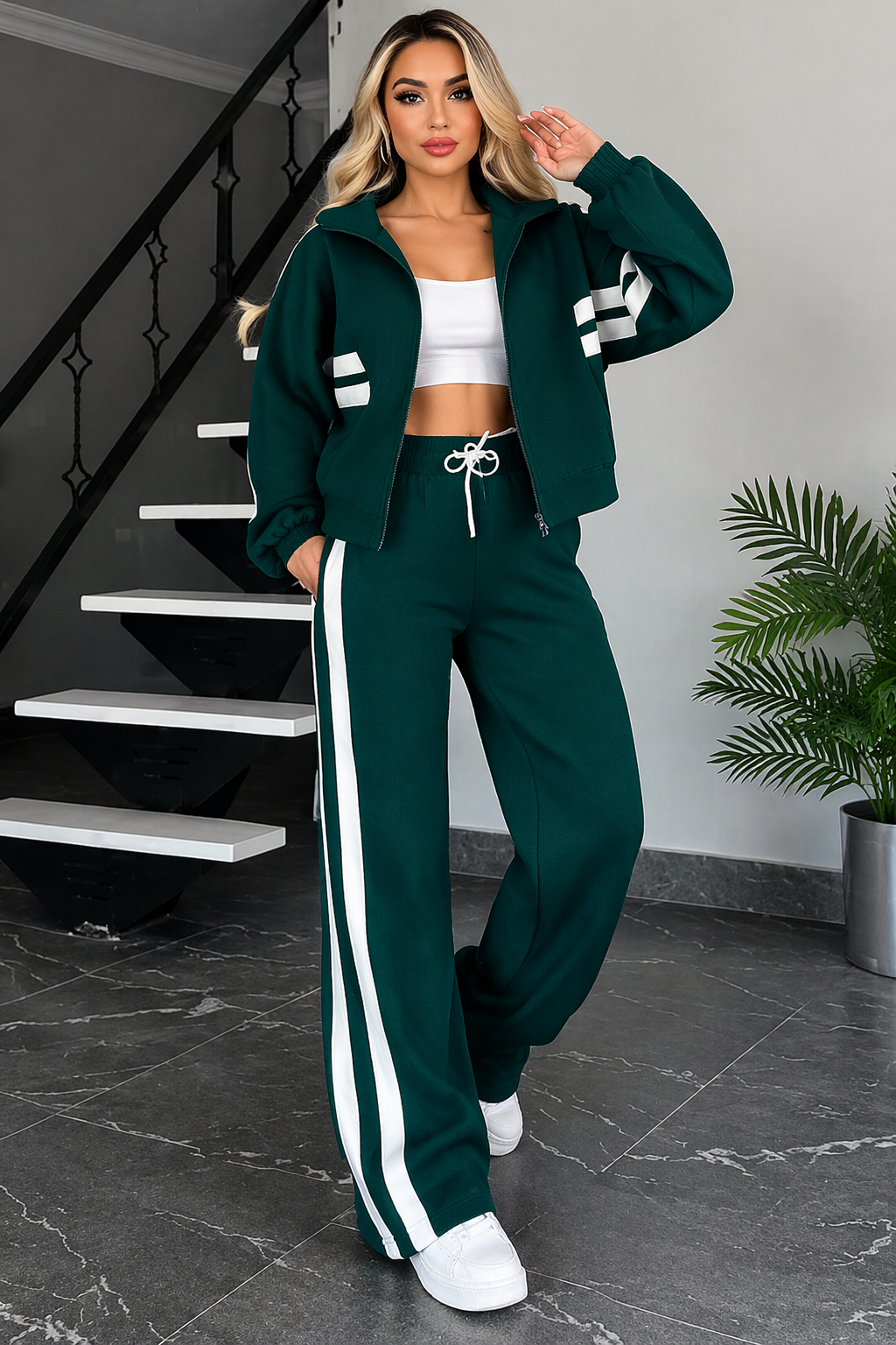 Damen Zweiteiliges Set mit Reißverschlussjacke und Hose-Sets for women-Alpenkind