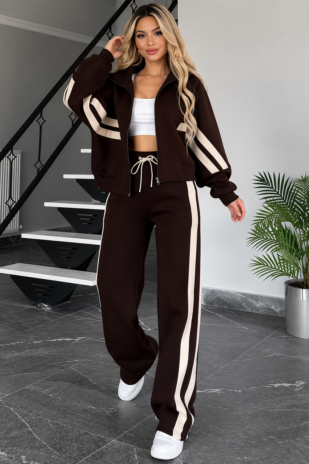 Damen Zweiteiliges Set mit Reißverschlussjacke und Hose-Sets for women-Alpenkind