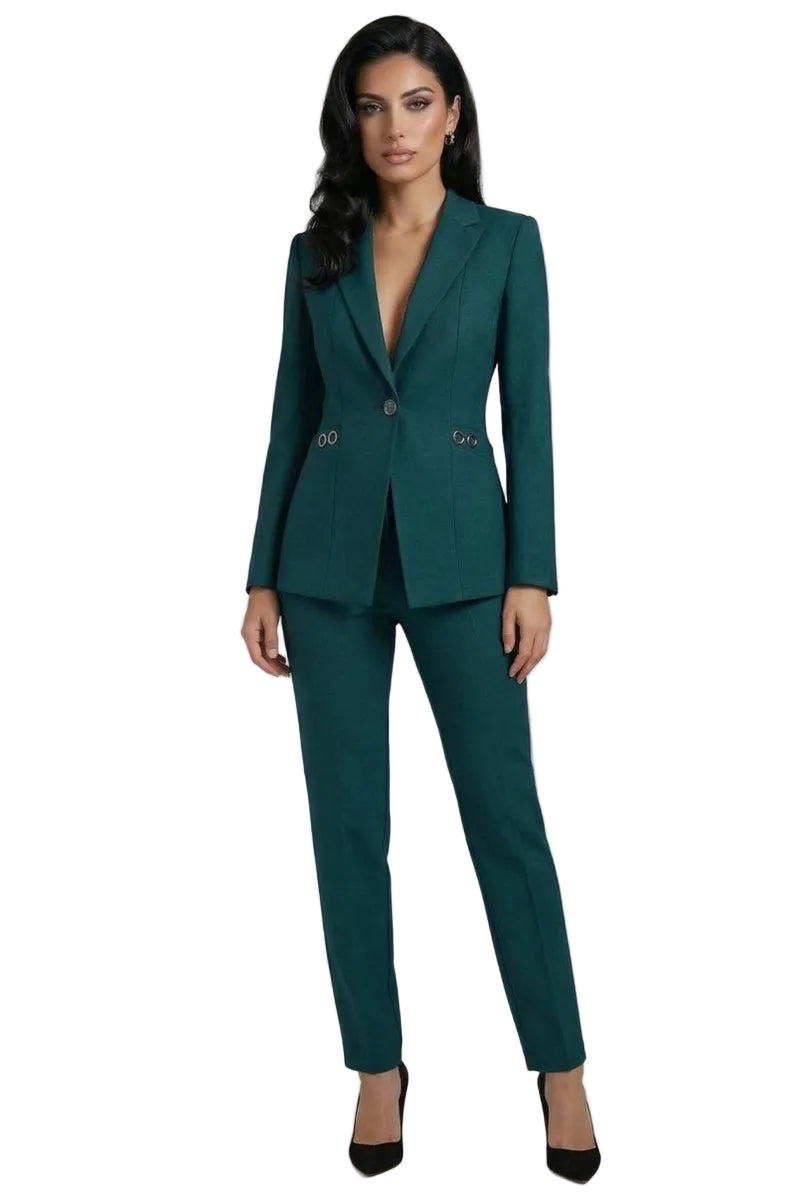 Damenanzug mit strukturierter Ein-Knopf-Jacke und schmal geschnittener Hose-suits for women-Alpenkind
