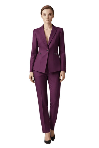 Damenanzug mit strukturierter Ein-Knopf-Jacke und schmal geschnittener Hose-suits for women-Alpenkind