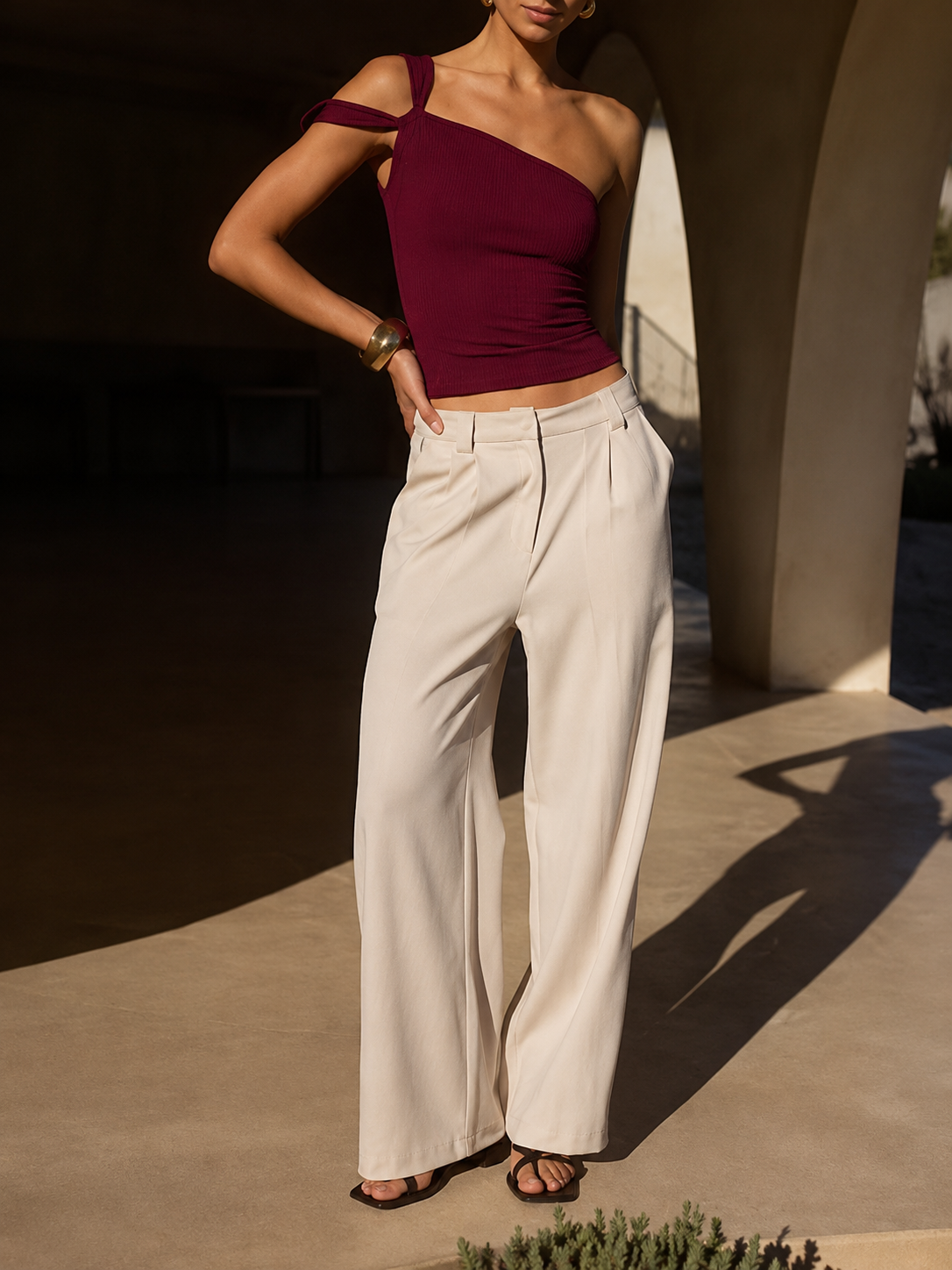 Damenbluse mit asymmetrischem Ein-Schulter-Schnitt und Raffungen-Blouses for women-Alpenkind