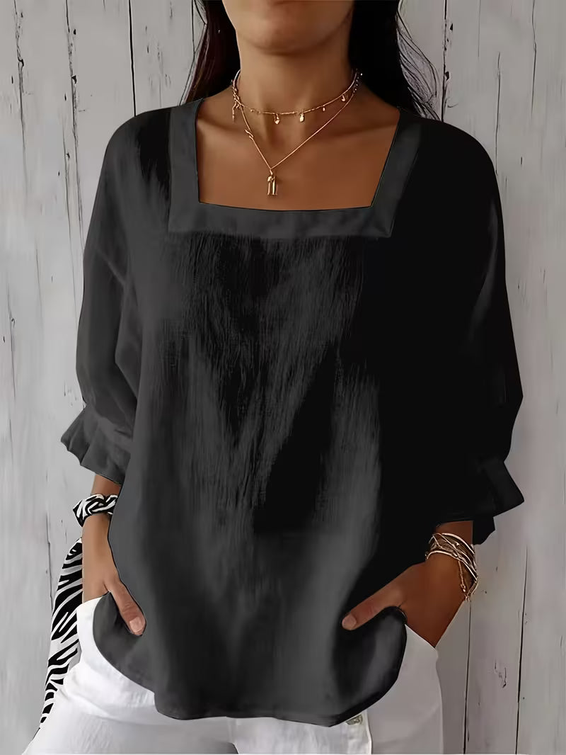 Damenbluse mit eckigem Ausschnitt und Rüschenärmeln-Blouses for women-Alpenkind