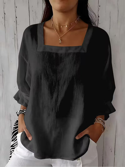 Damenbluse mit eckigem Ausschnitt und Rüschenärmeln-Blouses for women-Alpenkind