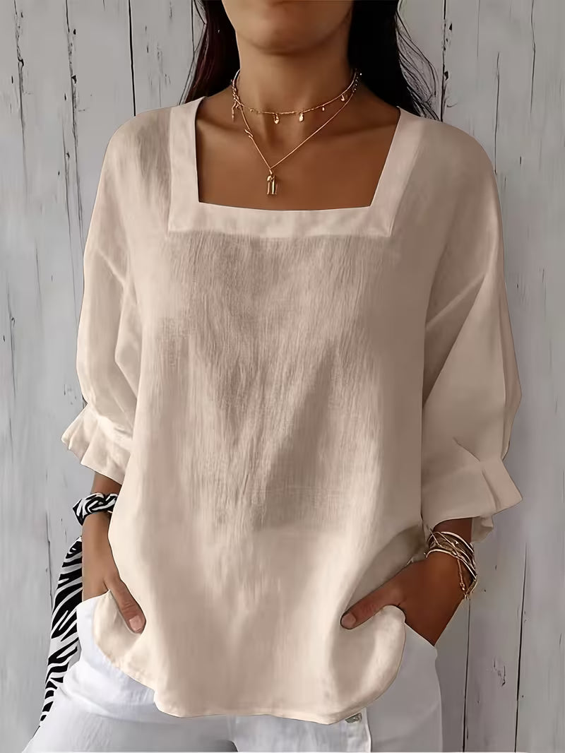 Damenbluse mit eckigem Ausschnitt und Rüschenärmeln-Blouses for women-Alpenkind