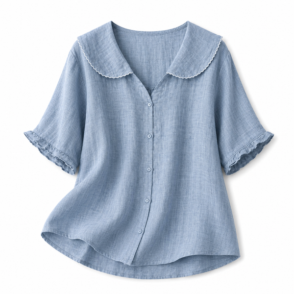 Damenbluse mit Knopfleiste und Rundkragen-Women blouse-Alpenkind