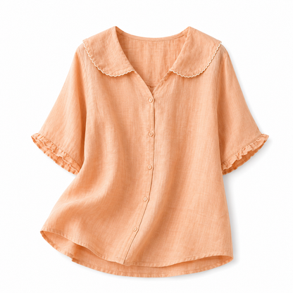 Damenbluse mit Knopfleiste und Rundkragen-Women blouse-Alpenkind