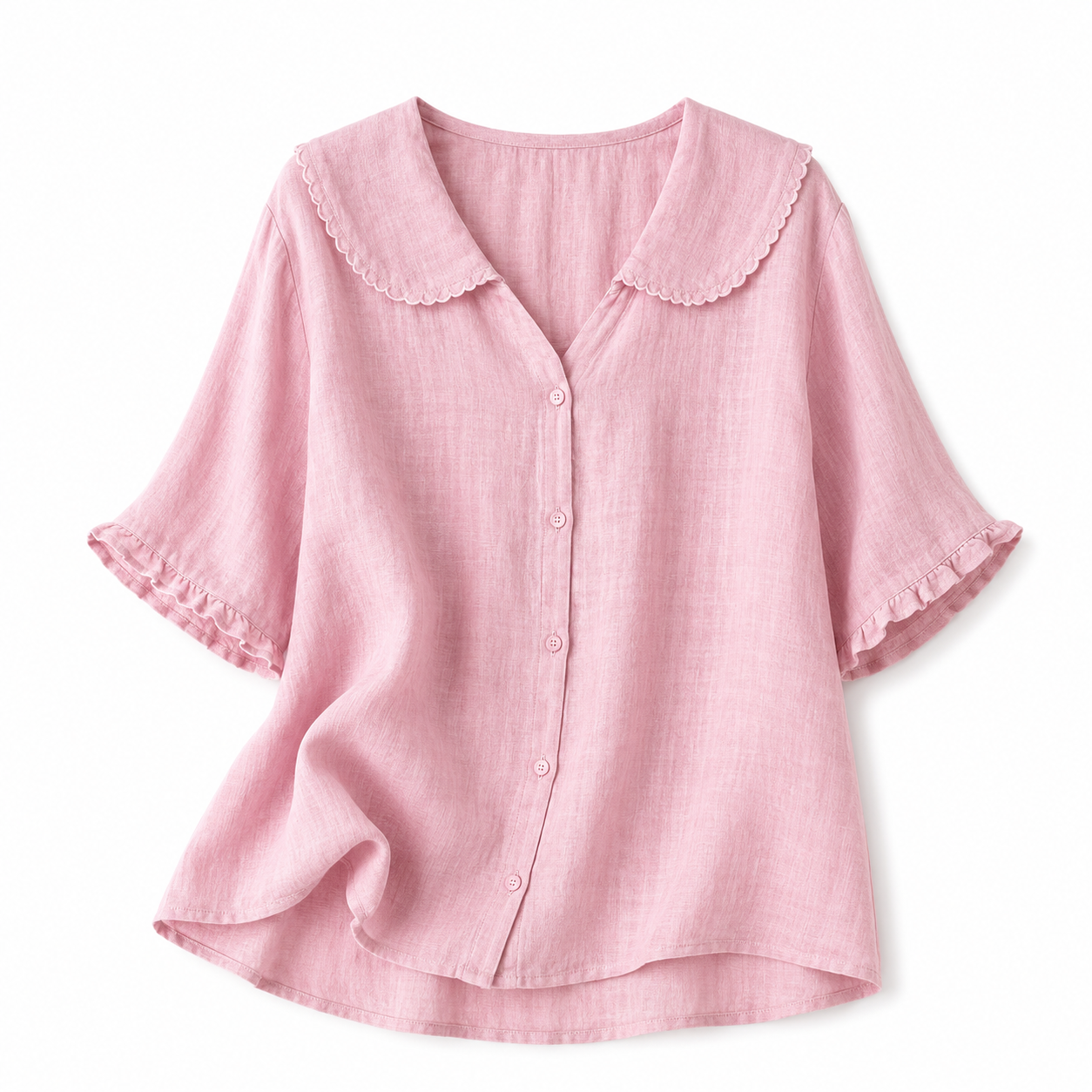 Damenbluse mit Knopfleiste und Rundkragen-Women blouse-Alpenkind