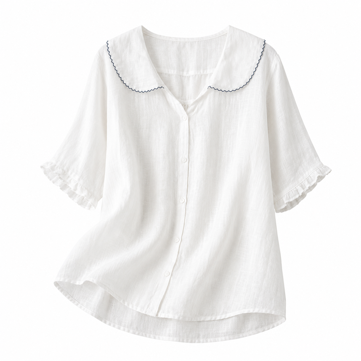 Damenbluse mit Knopfleiste und Rundkragen-Women blouse-Alpenkind