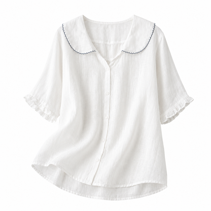 Damenbluse mit Knopfleiste und Rundkragen-Women blouse-Alpenkind