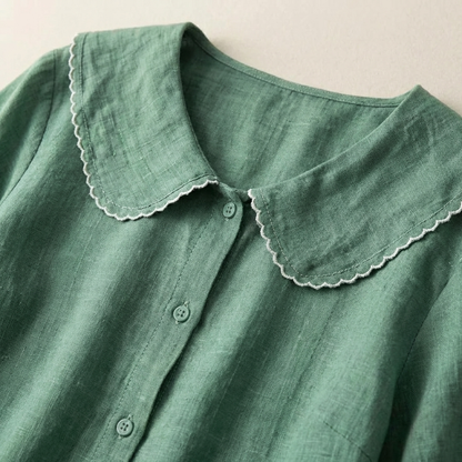 Damenbluse mit Knopfleiste und Rundkragen-Women blouse-Alpenkind