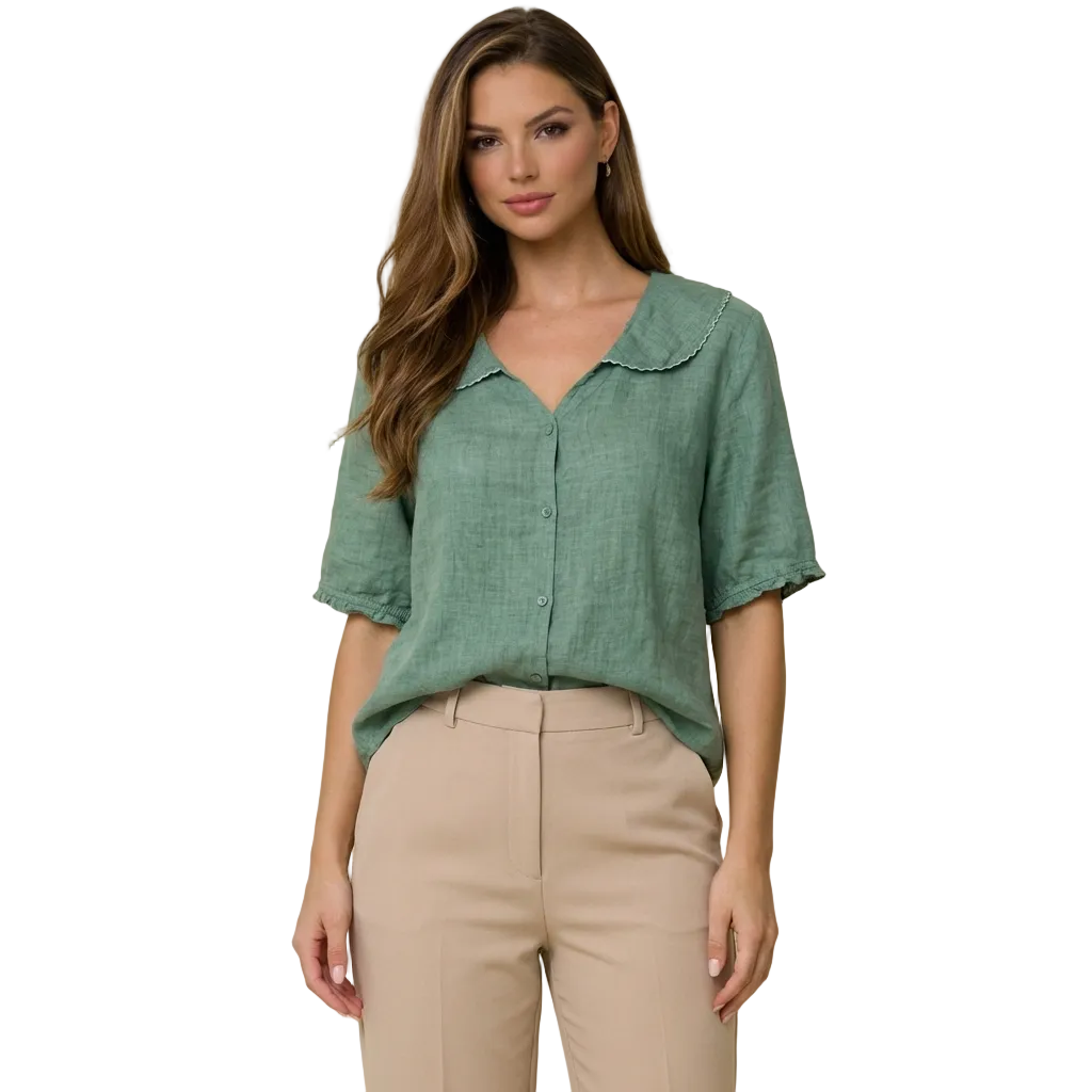 Damenbluse mit Knopfleiste und Rundkragen-Women blouse-Alpenkind