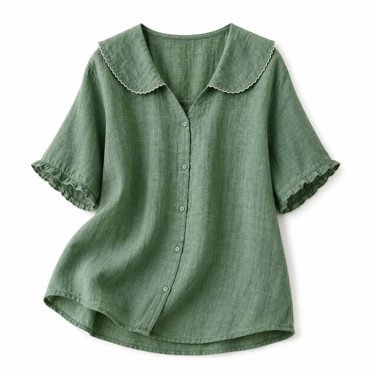 Damenbluse mit Knopfleiste und Rundkragen-Women blouse-Alpenkind