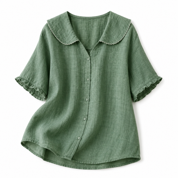 Damenbluse mit Knopfleiste und Rundkragen-Women blouse-Alpenkind