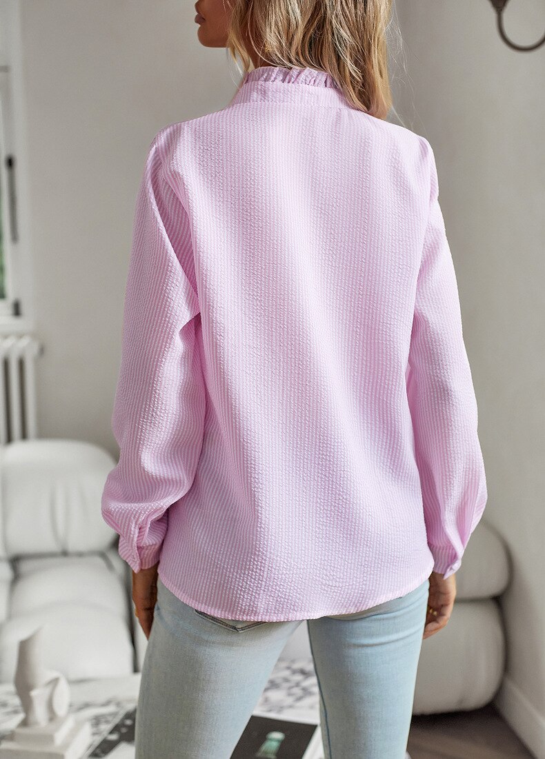 Damenbluse mit langen Ärmeln, Rüschen und Knopfleiste-Shirts for women-Alpenkind