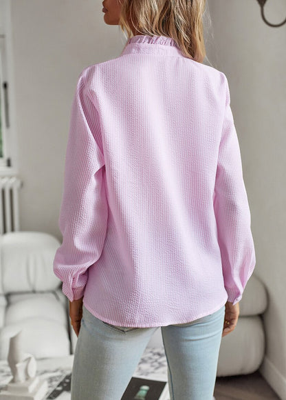 Damenbluse mit langen Ärmeln, Rüschen und Knopfleiste-Shirts for women-Alpenkind