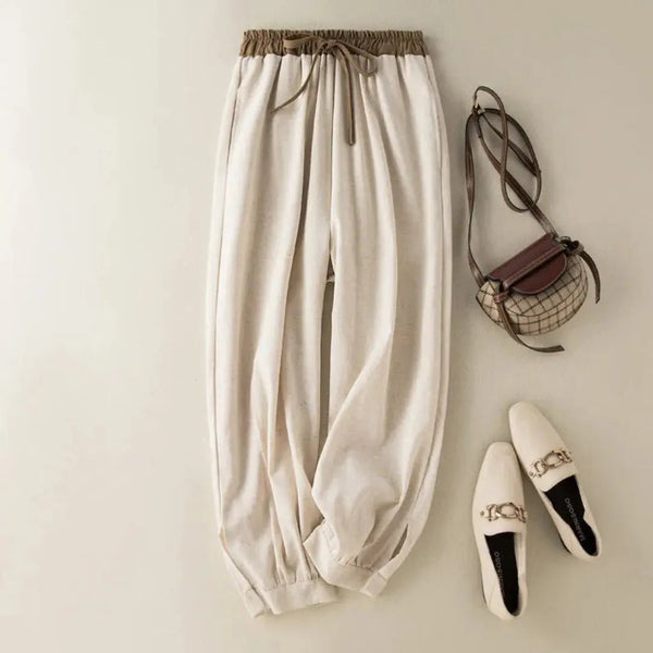 Damenhose mit elastischem Bund, Kordelzug, schmal zulaufendem Bein und Bündchen-Men Pants-Alpenkind