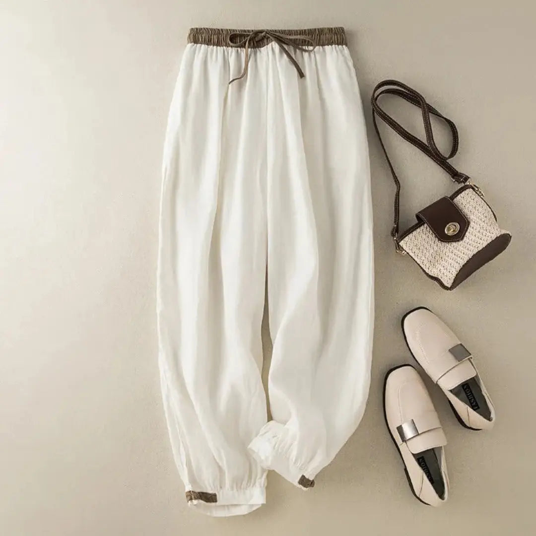 Damenhose mit elastischem Bund, Kordelzug, schmal zulaufendem Bein und Bündchen-Pants for Women-Alpenkind