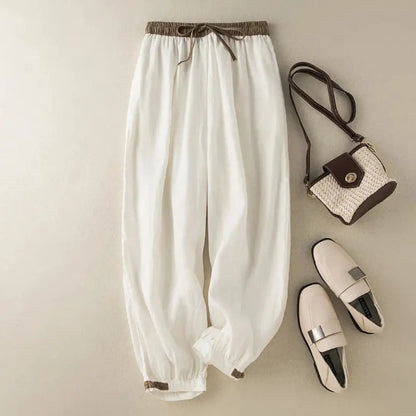 Damenhose mit elastischem Bund, Kordelzug, schmal zulaufendem Bein und Bündchen-Pants for Women-Alpenkind