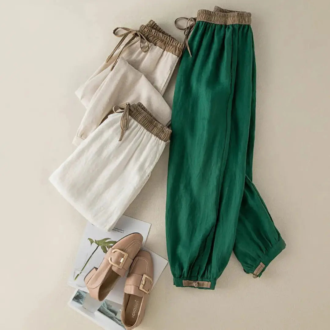 Damenhose mit elastischem Bund, Kordelzug, schmal zulaufendem Bein und Bündchen-Pants for Women-Alpenkind