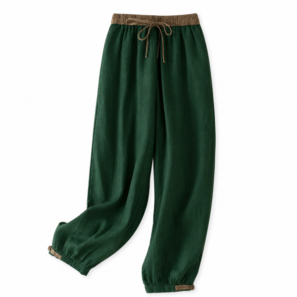 Damenhose mit elastischem Bund, Kordelzug, schmal zulaufendem Bein und Bündchen-Men Pants-Alpenkind