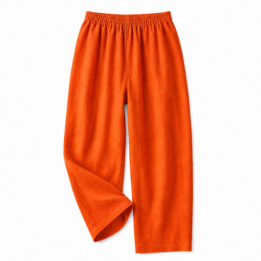 Damenhose mit elastischem Bund und geradem Bein in voller Länge-Women Pants-Alpenkind
