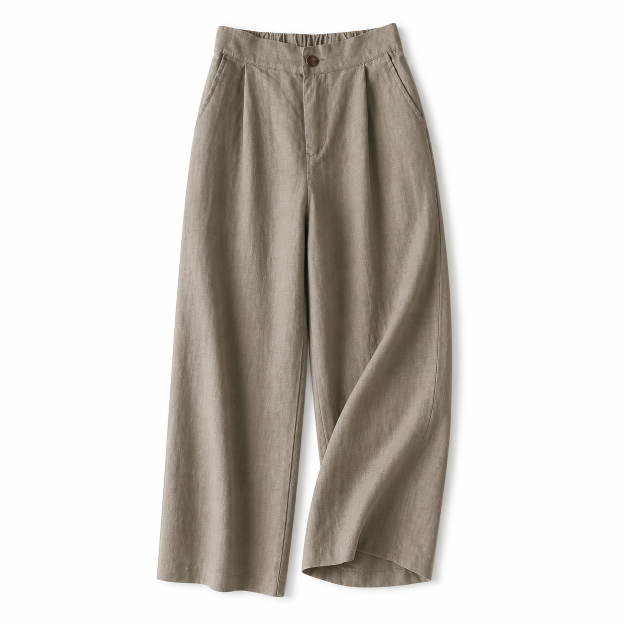 Damenhose mit hohem Bund, weitem Bein, Frontfalten und Seitentaschen-Women Pants-Alpenkind