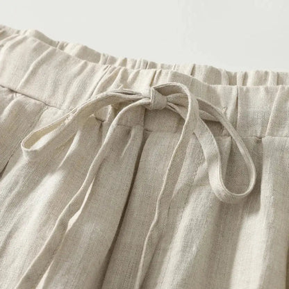 Damenhose mit hohem Bund, weitem Bein, Kordelzug und Seitentaschen-Women Pants-Alpenkind