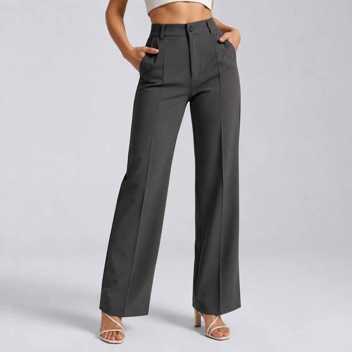 Damenhose mit hoher Taille und geradem Bein-Pants for Women-Alpenkind