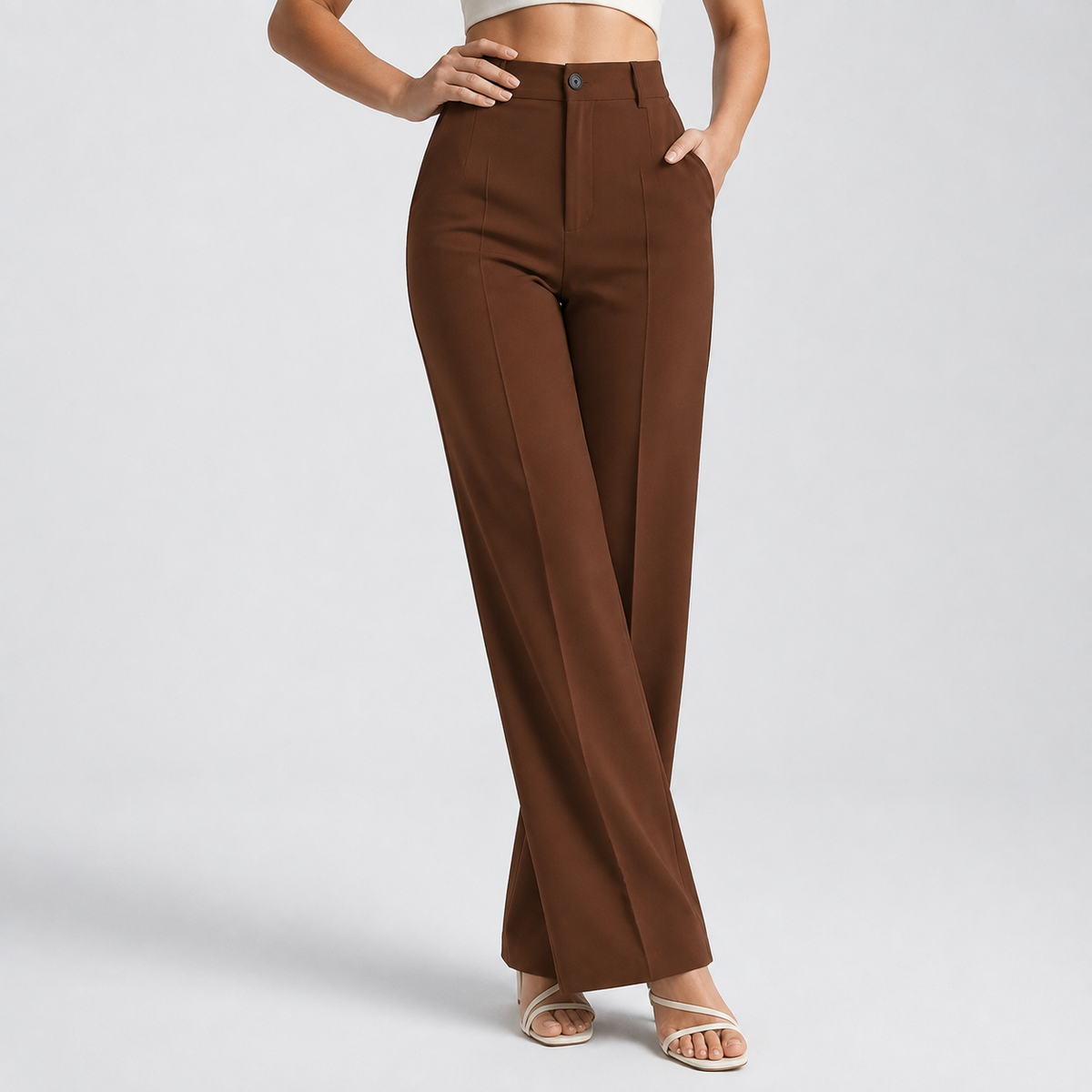Damenhose mit hoher Taille und geradem Bein-Pants for Women-Alpenkind