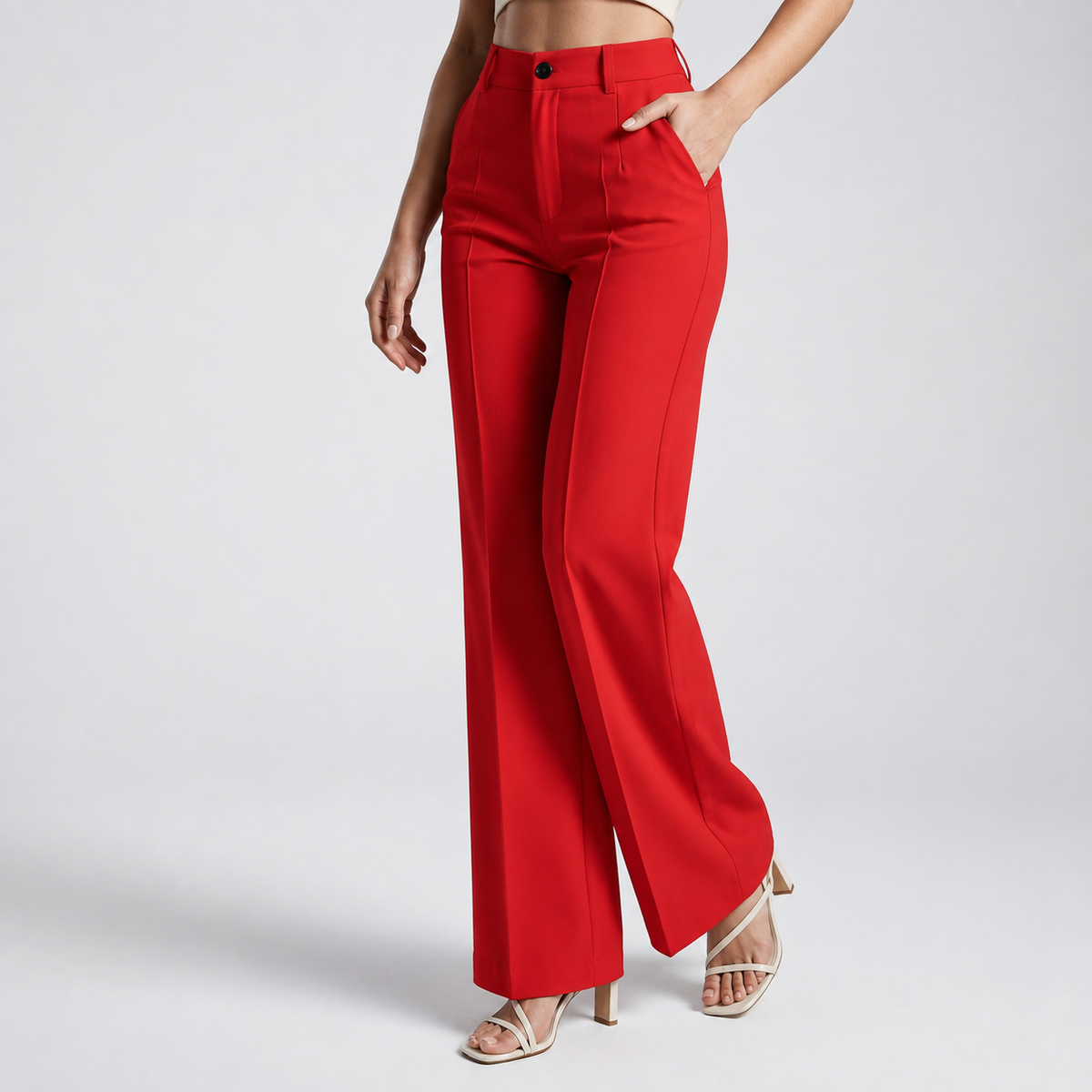 Damenhose mit hoher Taille und geradem Bein-Pants for Women-Alpenkind