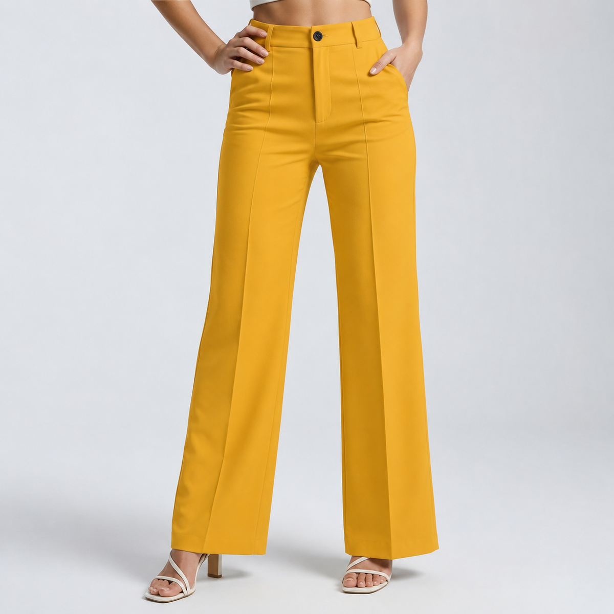 Damenhose mit hoher Taille und geradem Bein-Pants for Women-Alpenkind